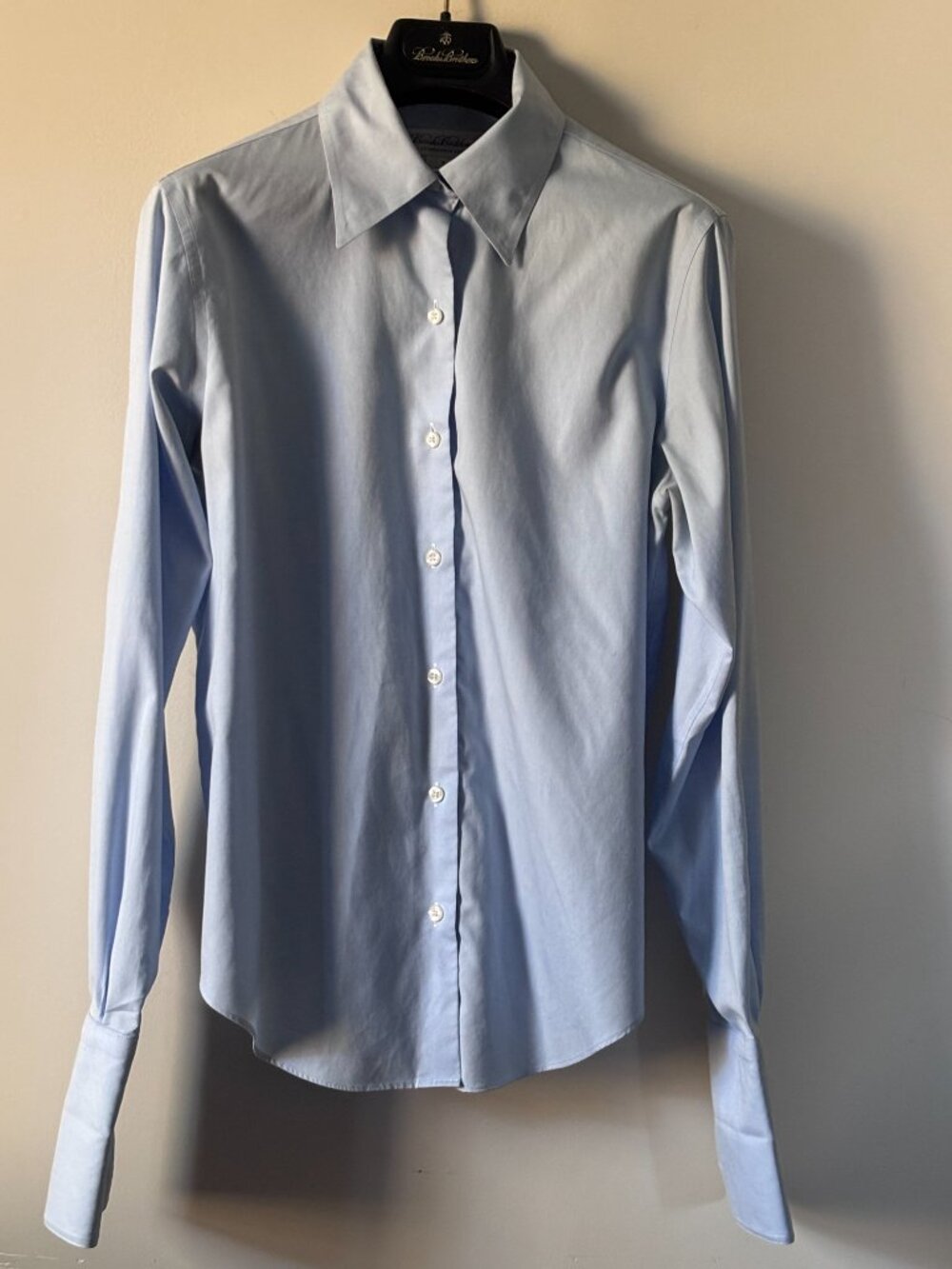 Brooks Brothers Non-Iron Fitted French Cuff Dress Shirt Light Blue 6